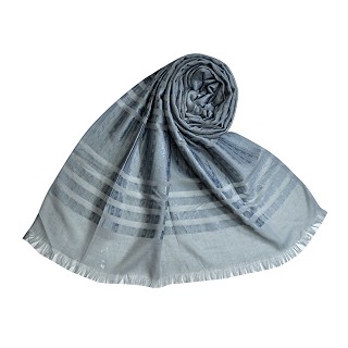 Stripes and Patches Embroidered All over Hijab-Grey